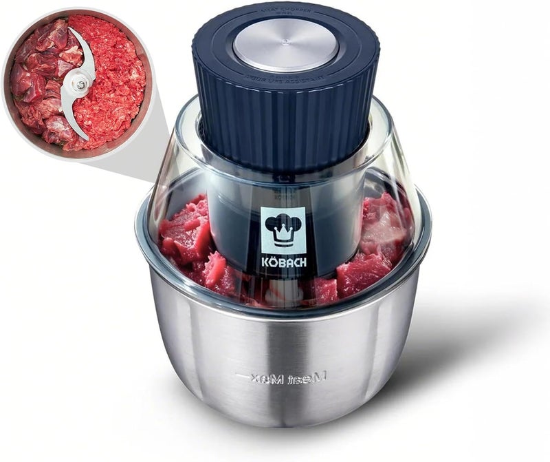 KOBACH Electric Food Processor & Meat Grinder – 1.9 Qt Food Chopper with Pure Copper Motor, Dual-Layer Blades, Procesador de Alimentos Electrico - Image 1